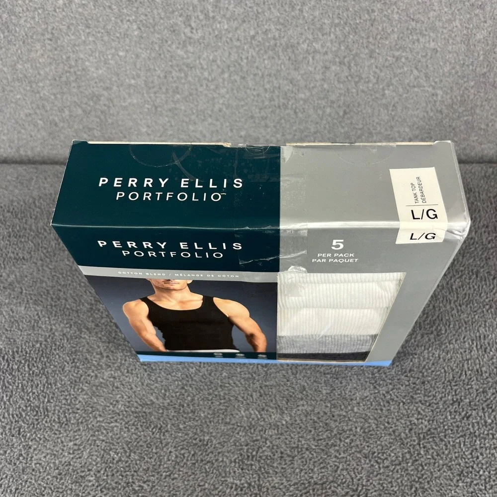Perry Ellis Portfolio Tank Top Men Large L Multicolor 5 Pack Ribbed Cotton Blend